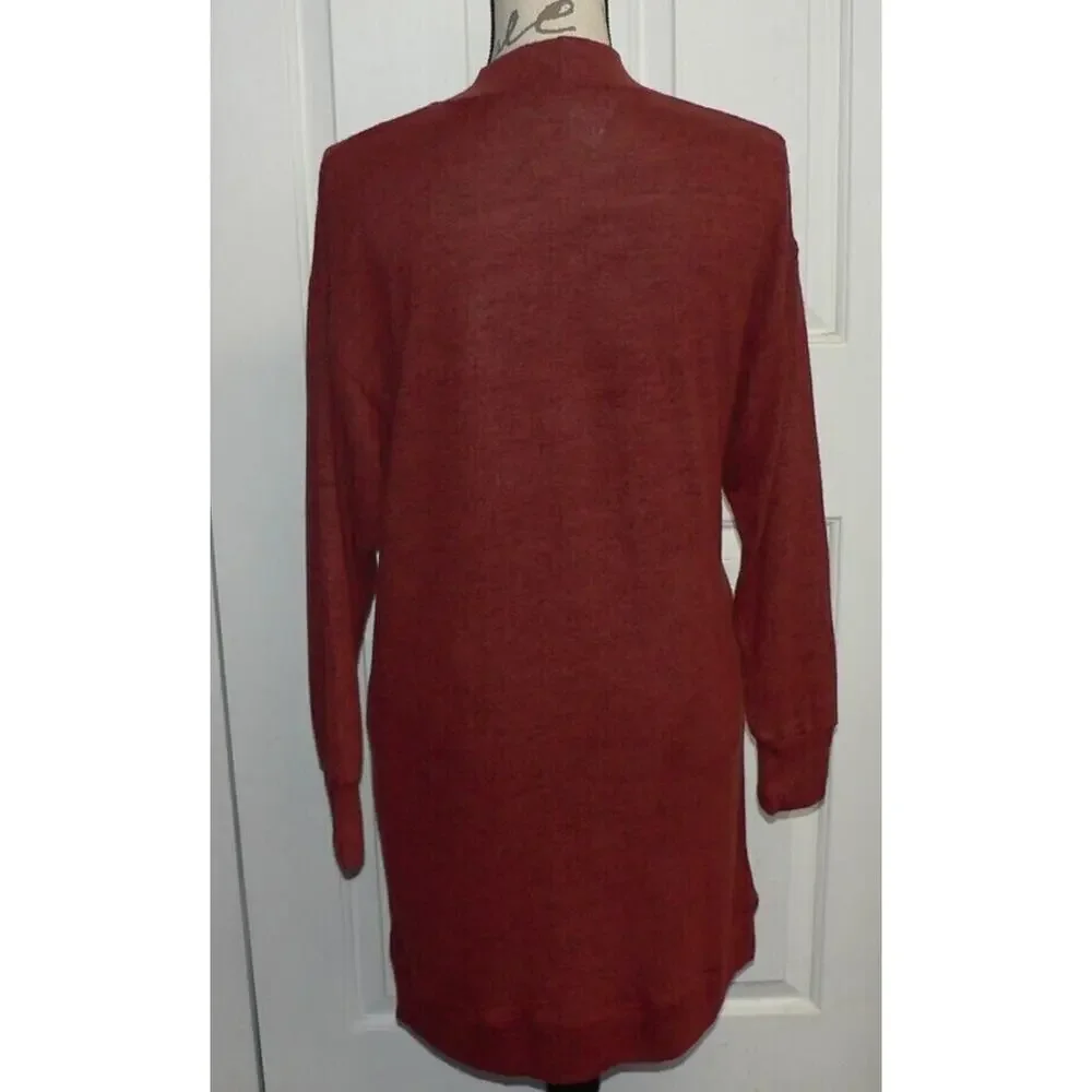 Socialite Women's Mock Neck Drop Shoulder Soft Knit Pocket Dress In Ginger Large - Picture 5 of 6